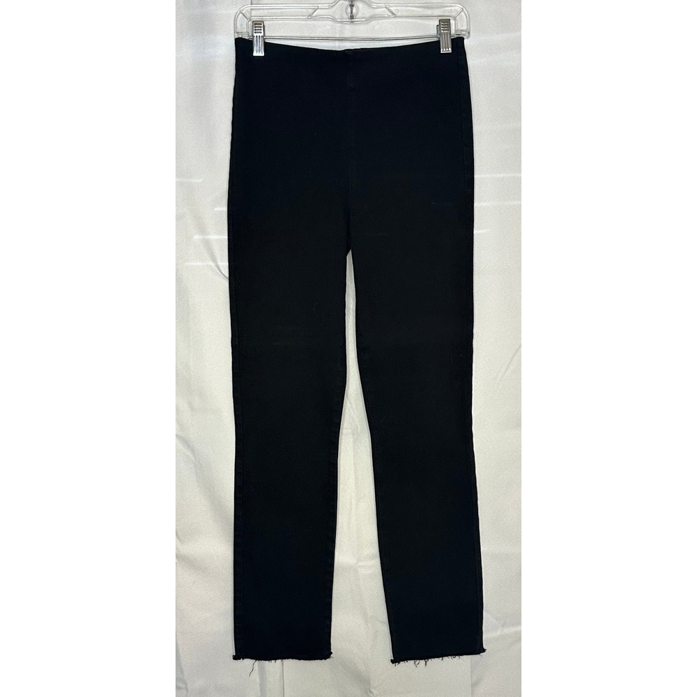 Frank & Eileen Illusion01 Pants 27 Black Pull On Stretch Raw Hem Made USA
